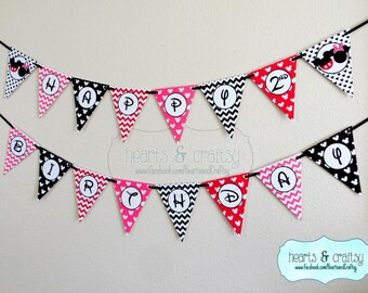 Mickey AND Minnie Mouse Happy Birthday Banner DIY / Twin Birthday / FILE to print