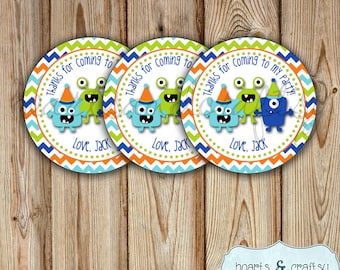 Monster Party Favor Tags DIY / Stickers / Monster Bash - FILE to PRINT