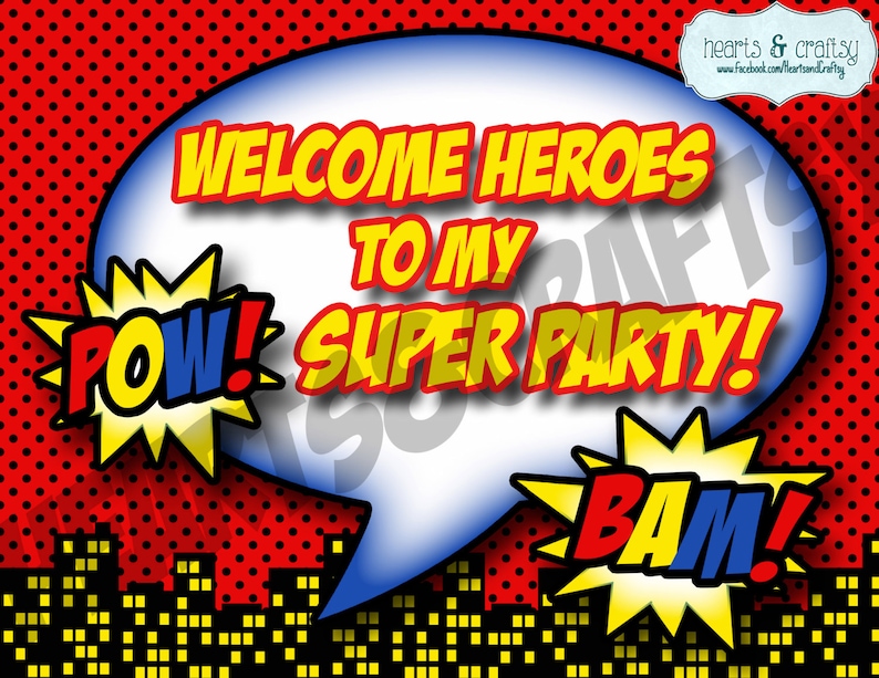 DIY Superhero Birthday Party PACKAGE Printable Birthday Banner, Cupcake Toppers & Liners, Masks and MORE image 5