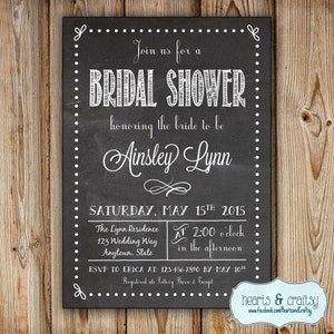 Chalkboard Bridal Shower Invitation Bridal Shower Invite Personalized FILE to PRINT image 1