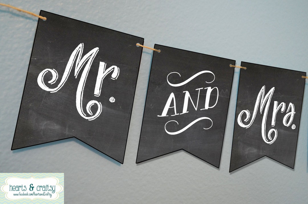 Mr & Mrs Banner DIY Chalkboard Style / Save the Date Wedding Sign ...