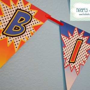 DIY Superhero Birthday Party PACKAGE Printable Birthday Banner, Cupcake Toppers & Liners, Masks and MORE image 3