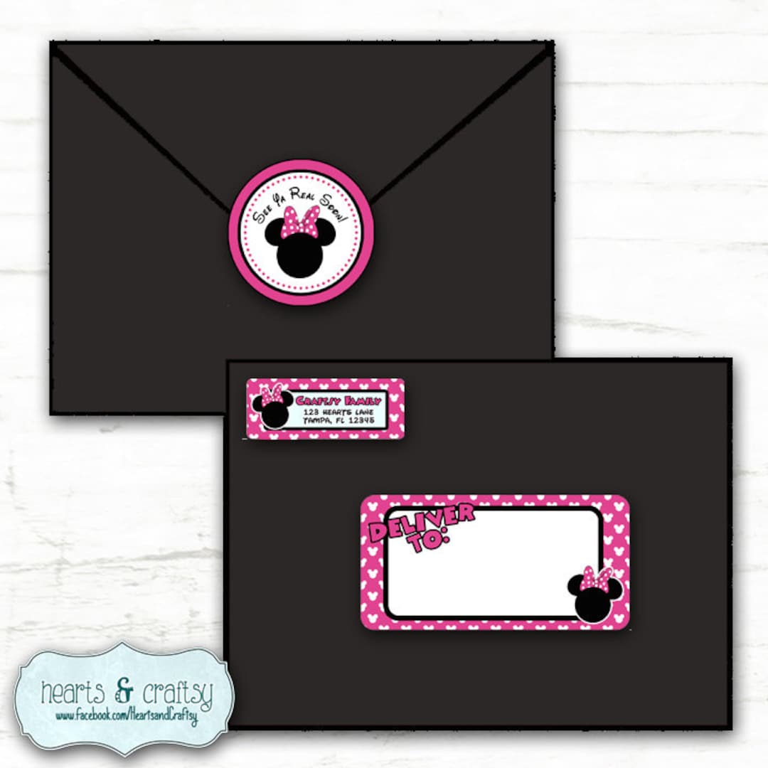 DIY Minnie Mouse Party Address Labels and Envelope Seal / Stickers / Labels / Envelope Labels ...
