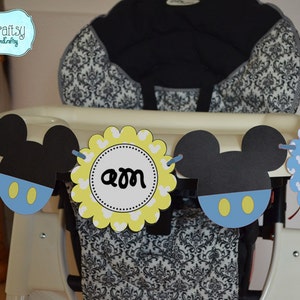 Baby Mickey First Birthday Printable Highchair Banner / I Am ONE / Blue Mickey Party Banner - FILE to PRINT diy