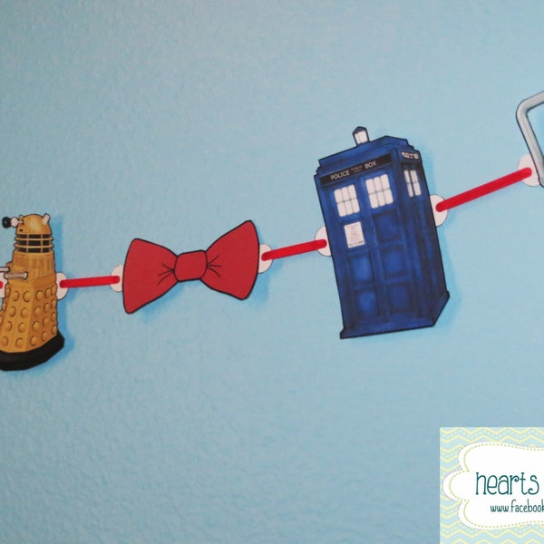 Doctor Who Party Banner DIY TARDIS Dalek Cybermen Eleventh Doctor Bowtie Birthday Decoration - File to PRINT