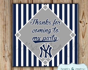 Yankees Party Favor Tags DIY / Yankees Thank You Tag / Gift Bag Tag / Yankees Birthday / Yankees Baby Shower / Baseball Party -FILE to PRINT