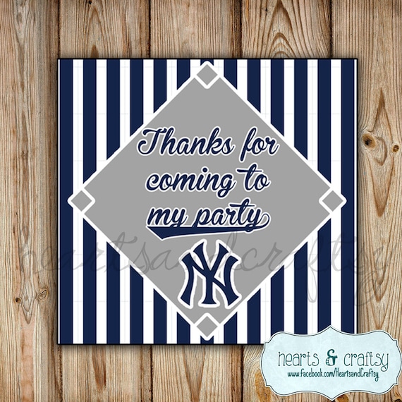 Yankees Party Favor Tags DIY Yankees Thank You Tag Gift Bag Tag 