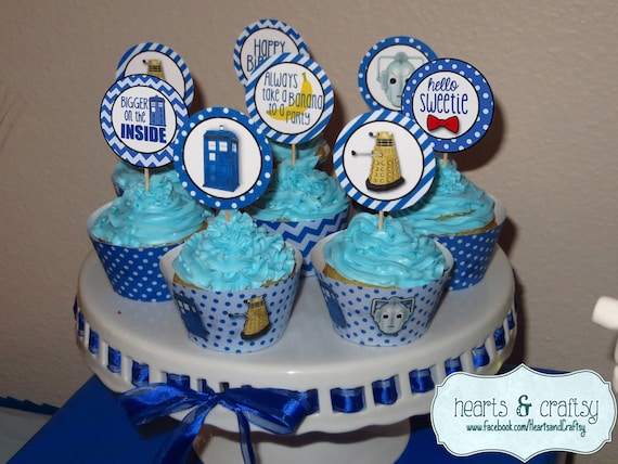DIY Doctor Who Party Cupcake Toppers & Wrappers / Liners - Doctor Who Birthday FILE to PRINT Il_570xn