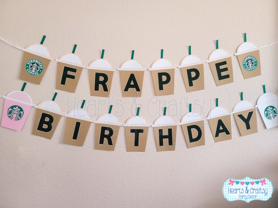 Frappe Birthday Banner INSTANT DOWNLOAD / Coffee Birthday / Frappucino Birthday Party - File to Print Il_570xn