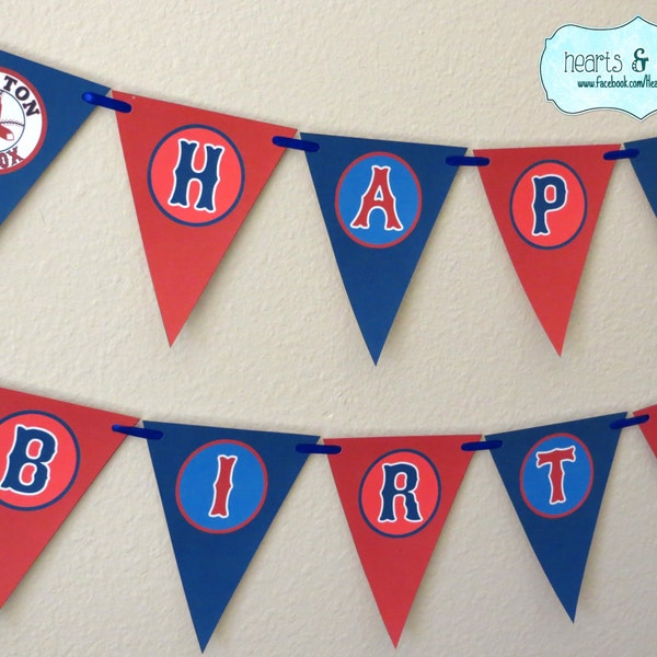 Boston Red Sox Party MLB Custom Banner File to PRINT / Birthday / Red Sox Baby Shower DIY