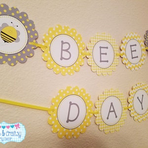 Happy BEE Day Banner DIY / Bumblebee Party Happy Birthday Banner - Grey ...