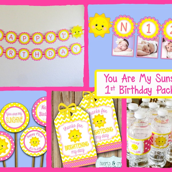 DIY You Are My Sunshine Birthday Party Package DOWNLOAD / Sunshine Birthday Party Package / First Birthday - File to PRINT