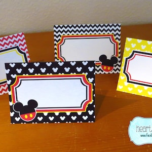 Tendas de mesa para festa do Mickey Mouse DIY / Rótulos de alimentos / Cartões de lugar / Cartões de agradecimento - ARQUIVO para IMPRIMIR Download instantâneo