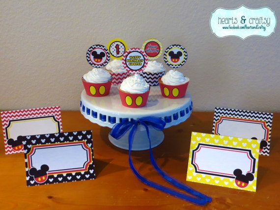 Mickey Mouse Party Cupcake Wrapper DIY / Mickey Mouse Clubhouse Party - Printable - INSTANT DOWNLOAD Il_570xn