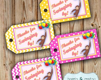 Curious George Party Favor Tags DIY/cadeaukaartjes - twee stijlen - BESTAND direct downloaden om af te drukken
