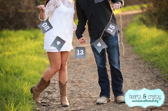 Chalkboard Style Save the Date Banner Wedding Sign Garland Engagement Photo Prop Anniversary Party Decoration - FILE to PRINT DIY Il_570xn