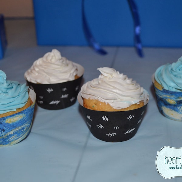 Doctor Who Party Eleventh Doctor inspired Printable Cupcake Wrapper / Bowties are Cool / Silence / Van Gogh - FILE to PRINT DIY