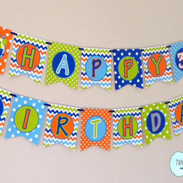 Monster Party Happy Birthday Banner DIY - Little Monster / Monster First Birthday / Monster Bash! - FILE to PRINT