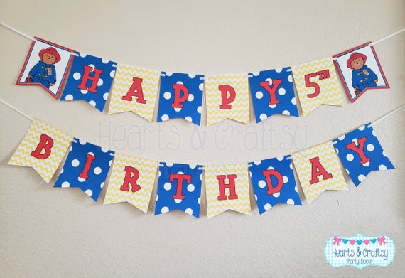 Paddington Bear Birthday Happy Birthday Banner / Paddington Bear Birthday Party Banner Il_570xn