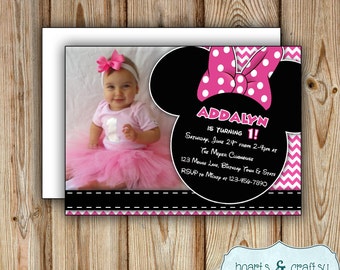 Personalized Printable Minnie Mouse Party Invitation - Minnie Mouse Birthday Invitation - FILE to PRINT