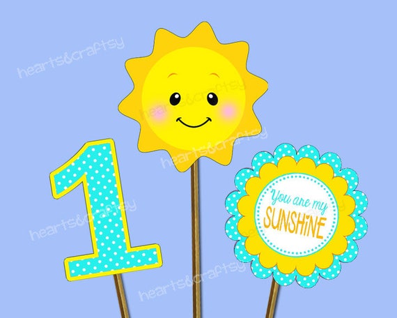 You Are My Sunshine Birthday Centerpiece Cut Outs DIY / Sunshine Birthday Party Cake Topper - Sunshine Birthday Decoration - FILE to PRINT Il_570xn