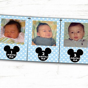 Mickey Mouse First Year Photo Banner / 12 Month Banner / Mickey OR MINNIE / Mickey Mouse First Birthday Party / Baby Mickey MICKEY BABY All Blue
