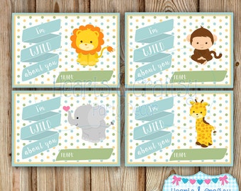 Animal Valentine Cards DIY - I'm Wild About You Zoo Valentines - Kids Valentine Cards - PRINTABLE Valentine Cards - File to PRINT