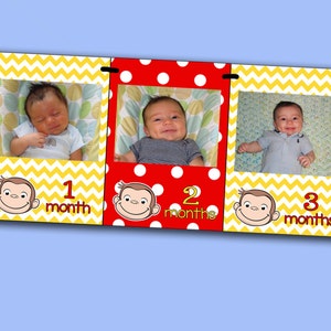 Curious George Party First Year Photo Banner DIY / 12 Month Picture Banner - Curious George First Birthday - FILE to PRINT