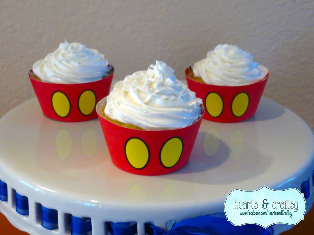 Mickey Mouse Party Cupcake Wrappers DIY / Mickey Mouse Cupcake Liners ...