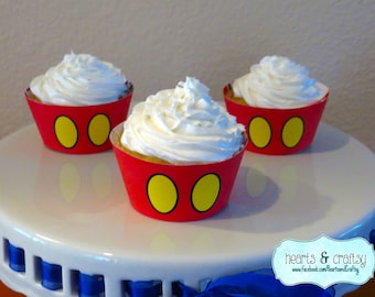 Involucri per cupcake festa di Topolino fai da te / fodere per cupcake Topolino / pantaloni di Topolino - Download istantaneo - FILE da STAMPARE