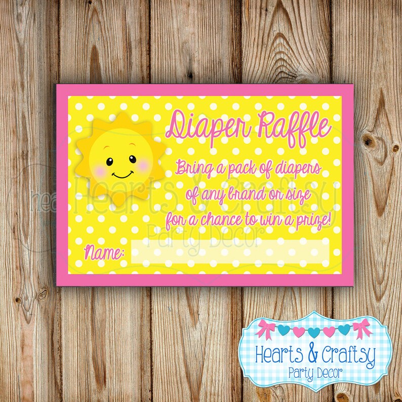 Diaper Raffle Ticket You Are My Sunshine Baby Shower Diaper Raffle Insert Girl Baby Shower FILE to PRINT DIY image 2