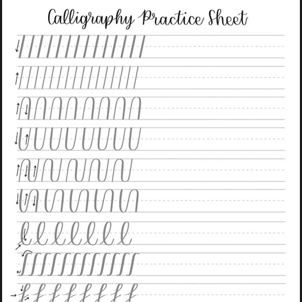 Calligraphy Practice Sheets Etsy