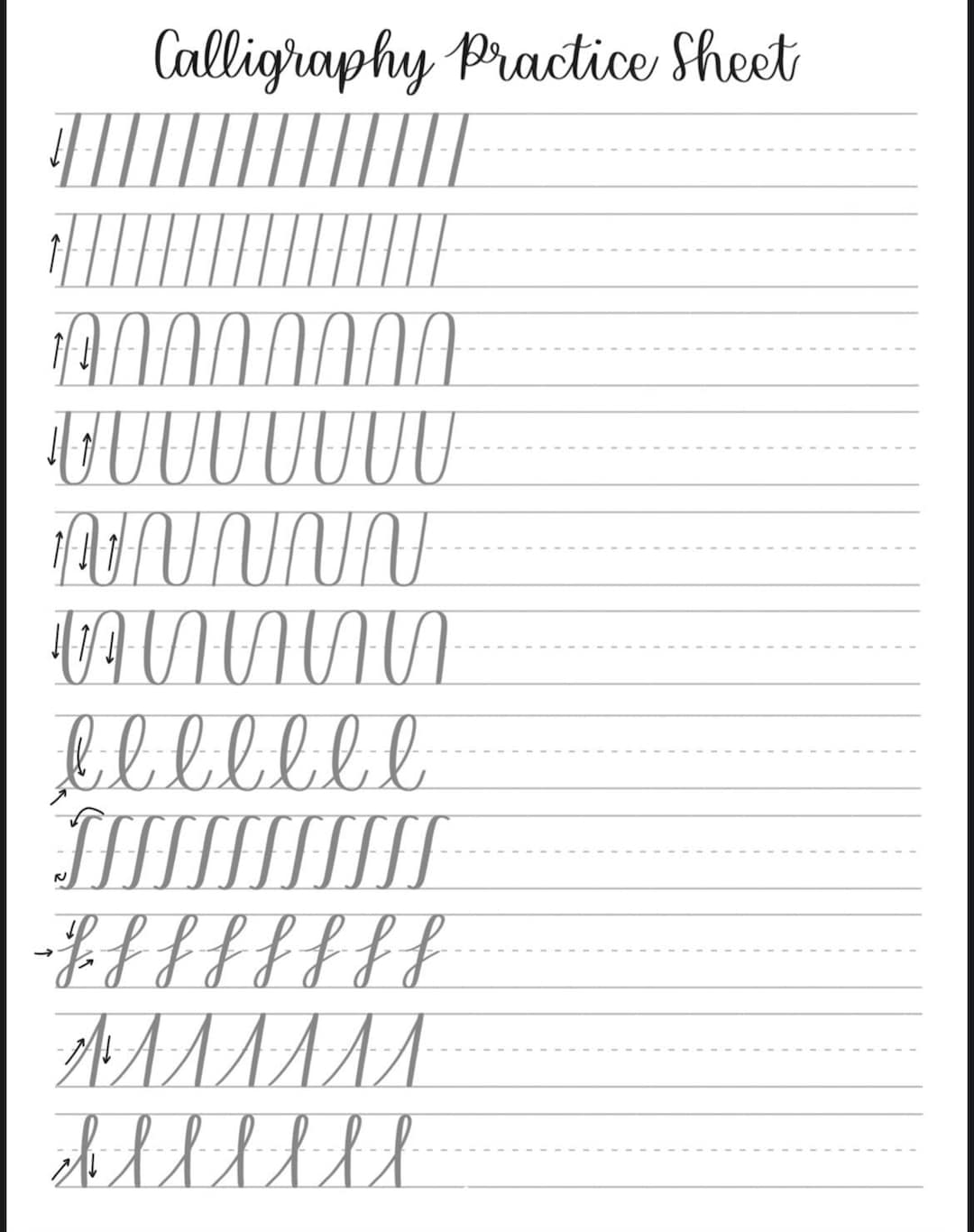Calligraphy Practice Sheets Hand Lettering Practice Writing - Etsy