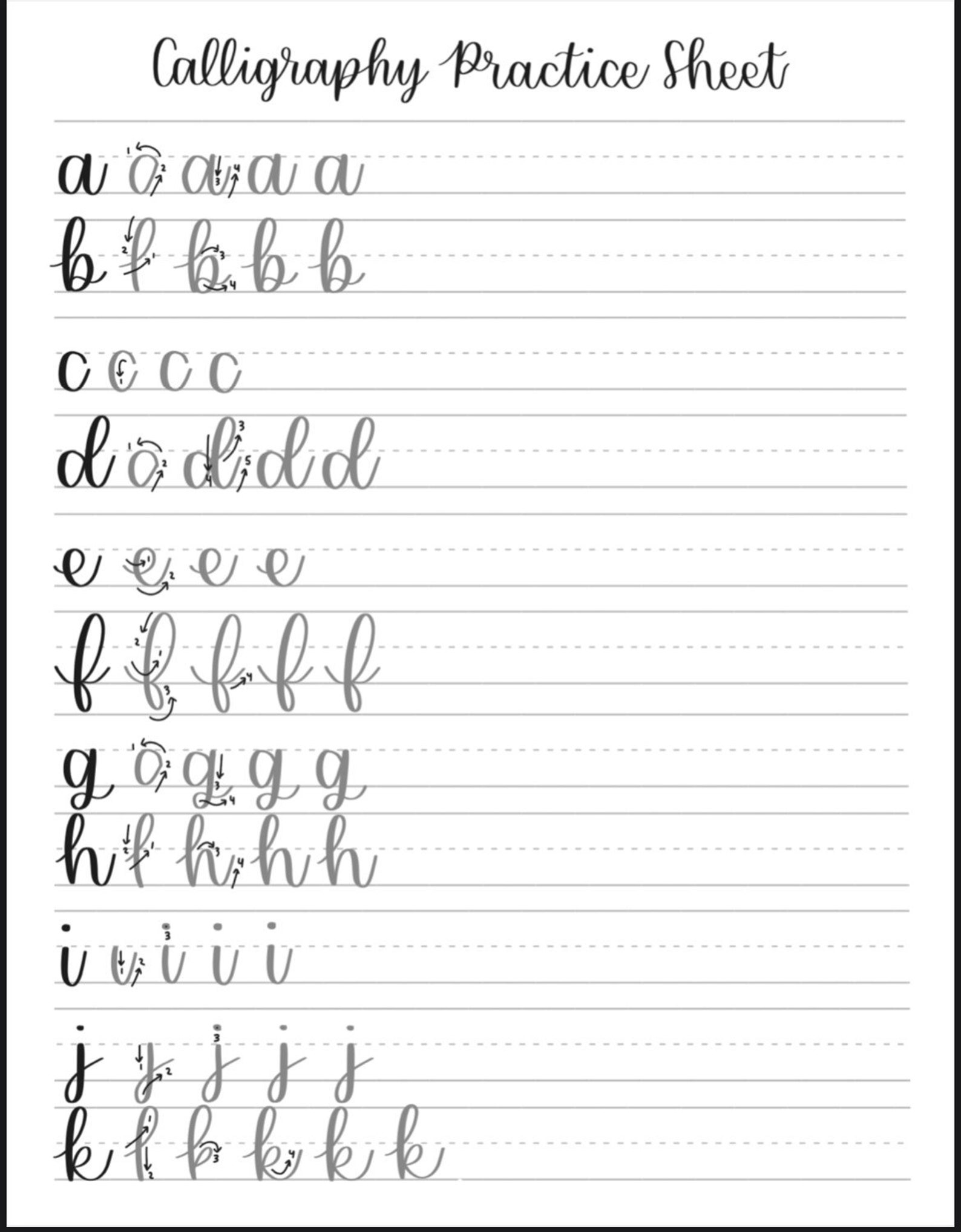 Calligraphy Practice Sheets Hand Lettering (Instant Download) - Etsy