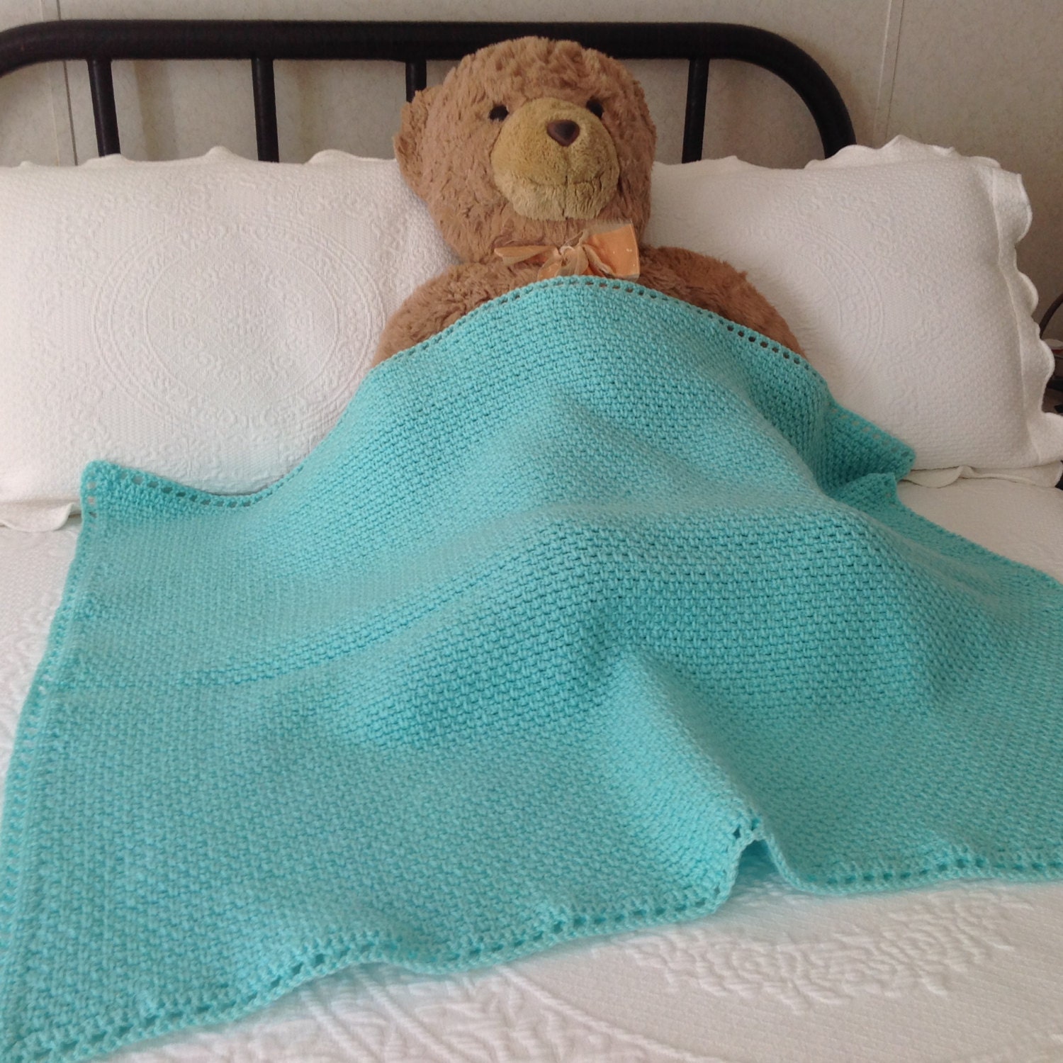 Mint Green Crochet Baby Blanket Baby Afghan Newborn Gift Etsy