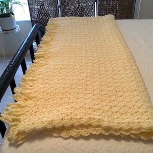 Cream Colored Afghan_Hand Crocheted Throw/Blanket_XLG Suitable for Bed, Couch or Chair For 2_Machine Wash/Dry_Free Ship_RTS_Made in USA