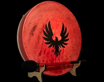 Shaman Drum- Frame Drum- Hawk Drum- Native American- Spirit Animal- Music Gift-Drum Stand-Drum Lamp-Music Decor-Music Art-Sconce-Drum Light