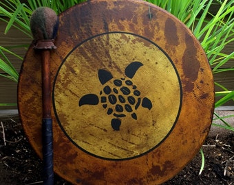 Shaman Drum- Frame Drum - Native American-Music Decor-Bodhran-Music Gift-Drum Lamp-Wall Lamp-Drum Display Stand-Sea Turtle Drum-Music Art