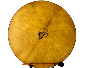 Shaman Drum- Frame Drum -Native American Drum-Bodhran- Wolf Drum- Spirit Animal-Wall Lamp-Drum Display Stand-Drum Light-Music Decor-Drum Bag