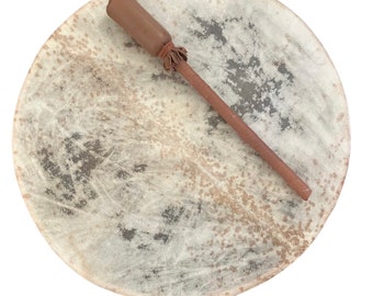 Shaman Drum - Frame Drum 18" - Native American- Spotted Hide- Wall Lamp- Gaia Drum- Drum Display Stand- Drum Light- Music Decor- Music Art
