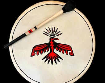 Shaman Drum-Frame Drum-Native American-Thunderbird Drum-Phoenix Art-Music Gift-Drum Display Stand-Music Decor-Music Art-Sconce -Drum Light