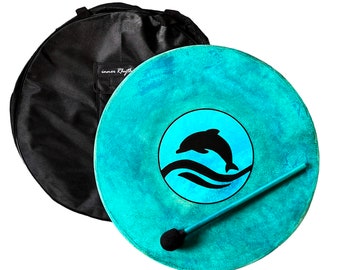 Shaman Drum-Frame Drum -Native American Drum-Dolphin Art-Bodhran-Music Gift-Wall Lamp-Drum Display Stand-Music Decor-Drum Lamp-Music Art