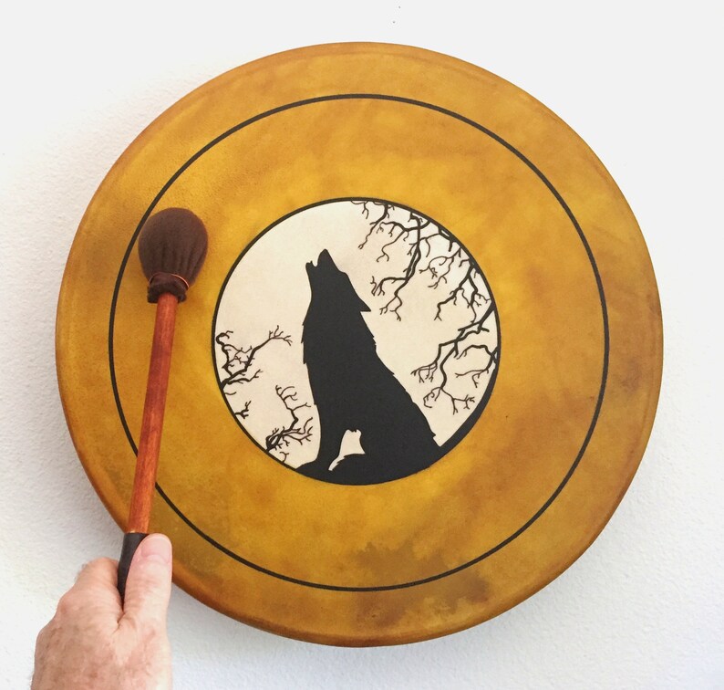 Shaman Drum Frame Drum native American Drumbodhran Wolf Etsy