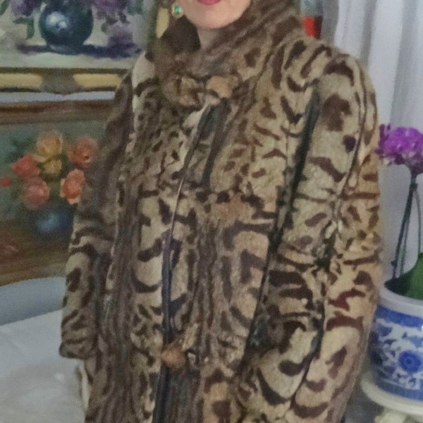 Hold siggimacleod1 Do Not Buy Leopard Cat Animal Print Coney Fur Rabbit Real Fur Stroller Jacket  L-XL Stroller Leather Trim Vintage 90's