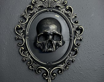 Gothic Dark Academia Ornate Framed Skull Wall Decor