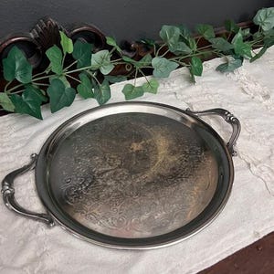 Vintage Crown Silver Plated Round Tray 14"