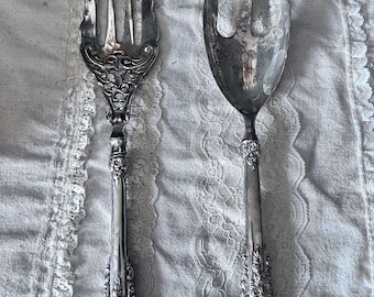 Baroque  Silverplate GSA  salad serving set 2pc   11"