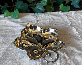 Vintage E.L. Germany Silver-plated Grape Leaf Candy Dish