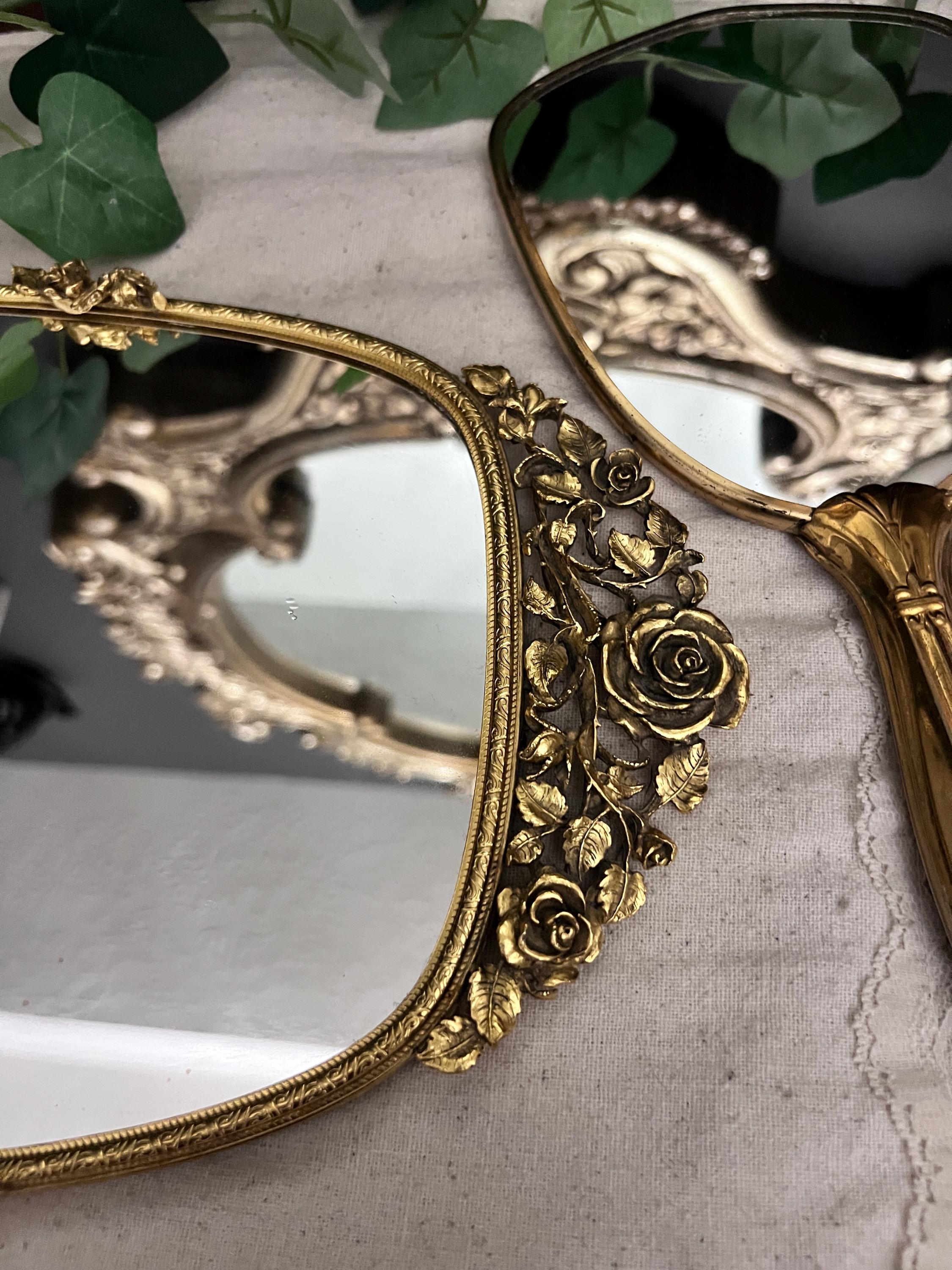 Vintage Matson Gold Vanity Wall Mirror Tray #T420 W/broken Handle