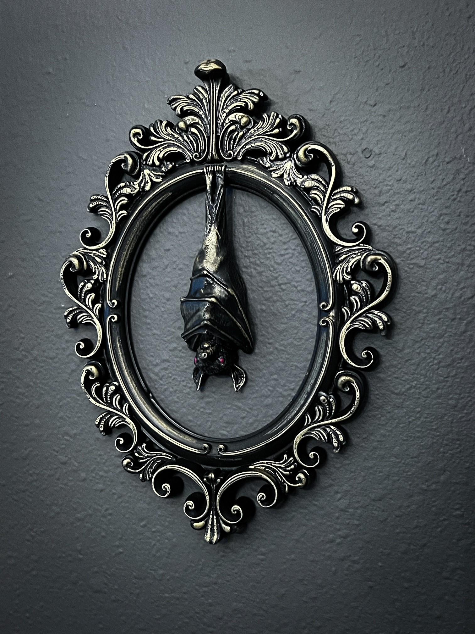 Gothic Framed Hanging Bat Wall Decor